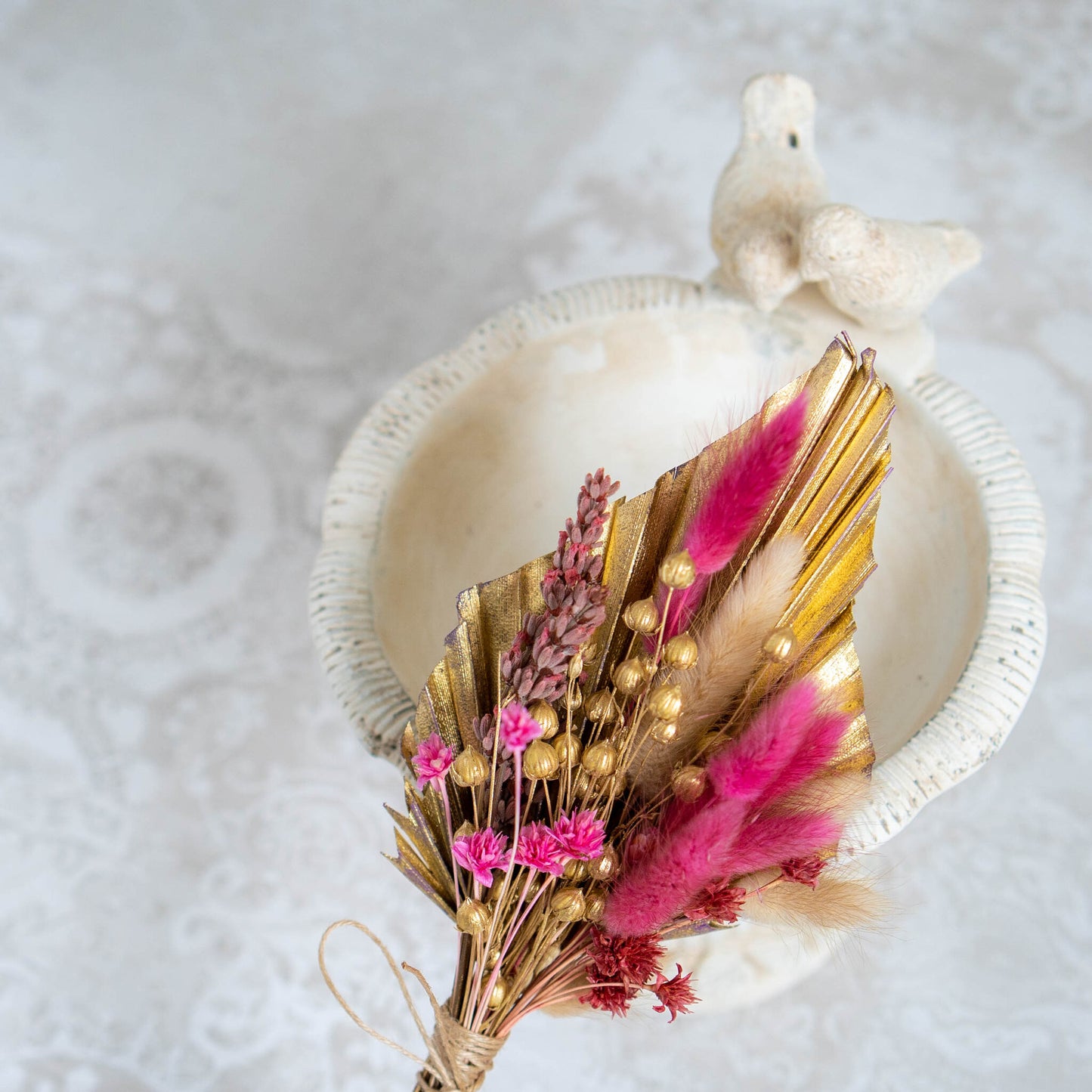 Dried flower cake topper palm spear | bouquet small vase decoration | floral gift