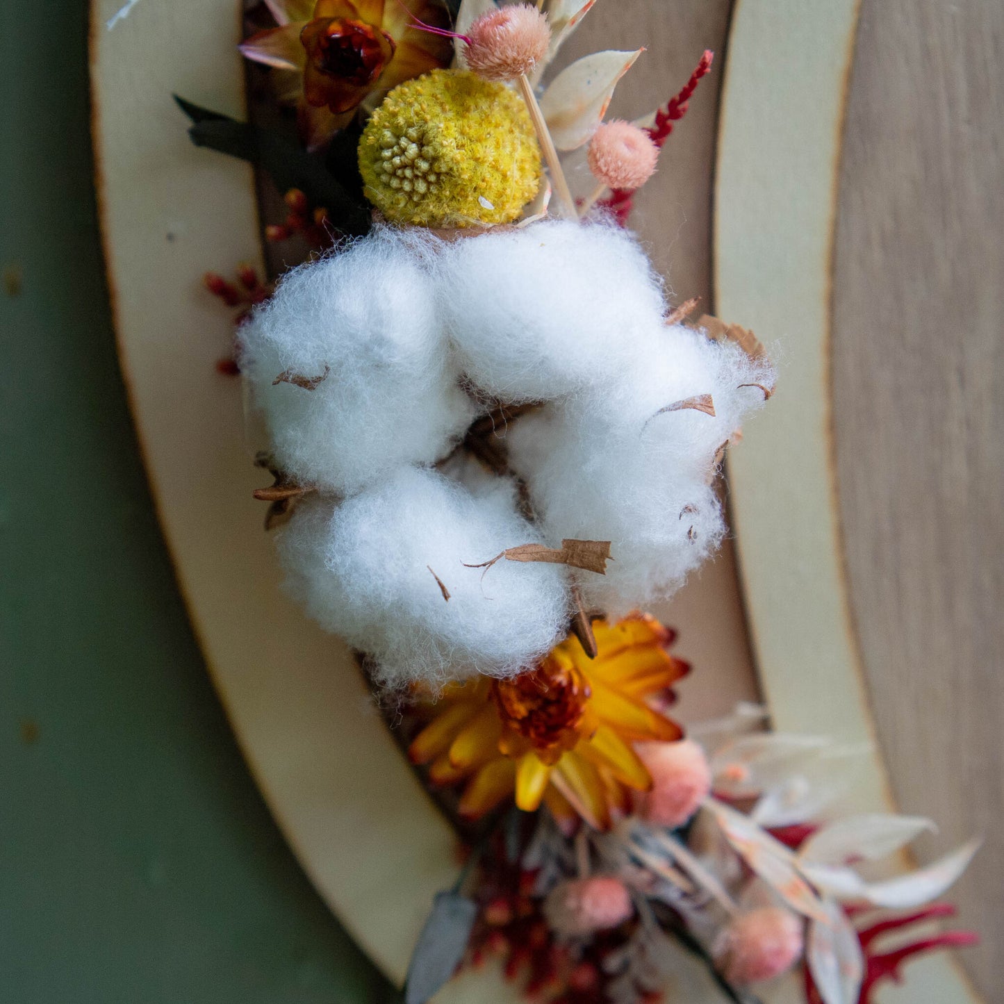 Pumpkin Decoration, Autumn Wooden Pumpkin with dried flowers