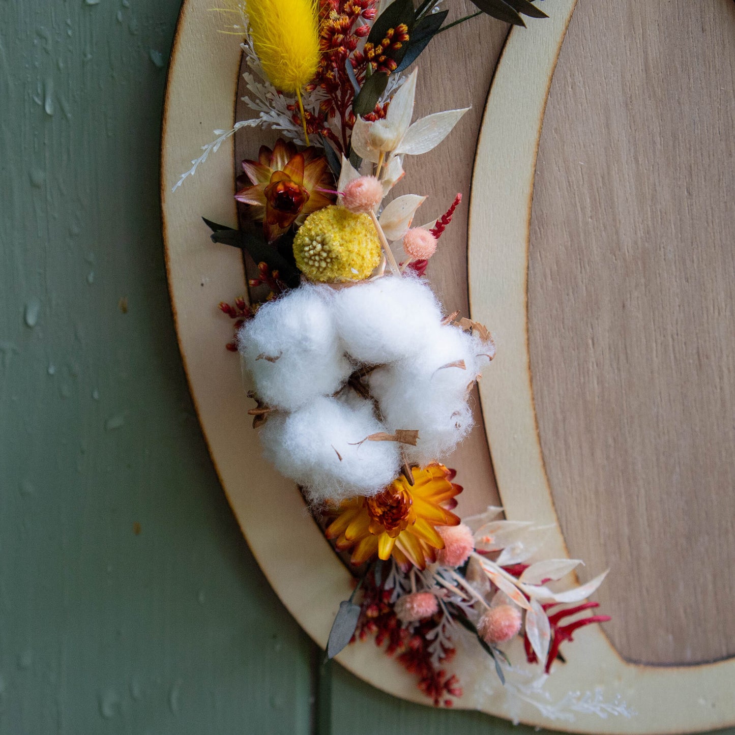 Pumpkin Decoration, Autumn Wooden Pumpkin with dried flowers