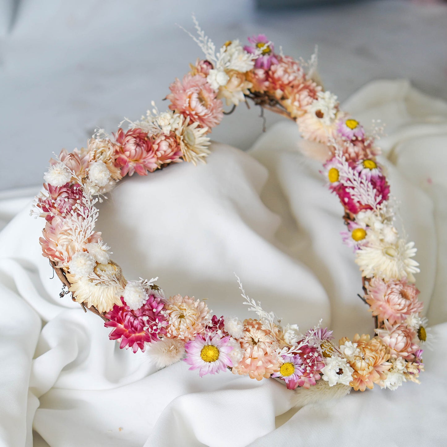 VALERIE | Heart Wreath, Dried Flowers, Rustic Decoration