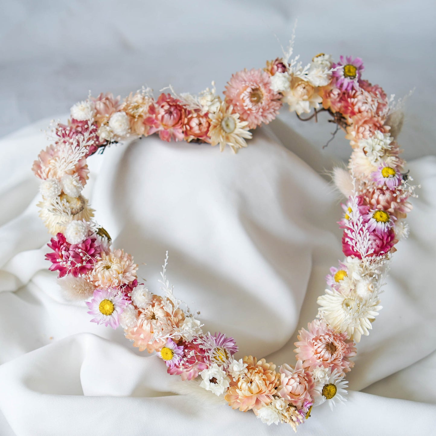 VALERIE | Heart Wreath, Dried Flowers, Rustic Decoration