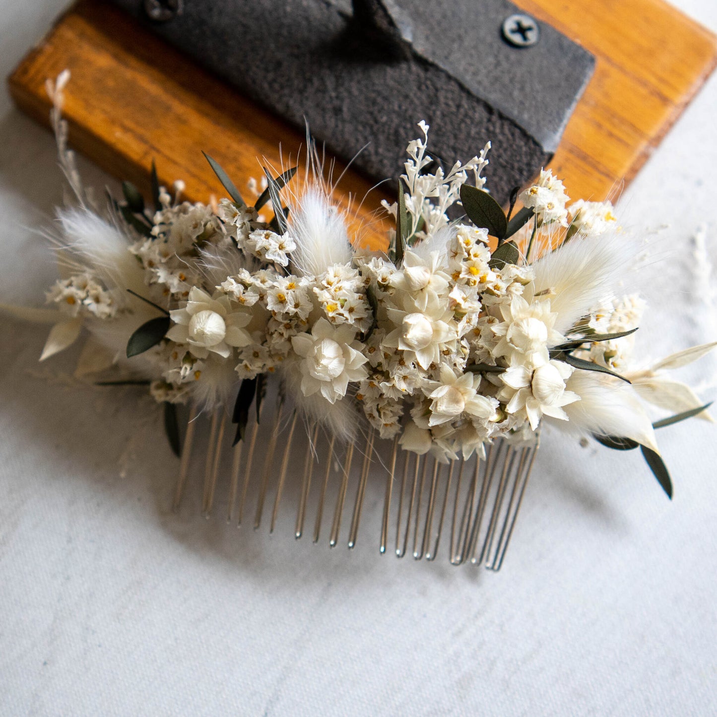 Dried Flower Head Comb, Bridal Floral Hair Decoration