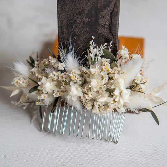 Dried Flower Head Comb, Bridal Floral Hair Decoration