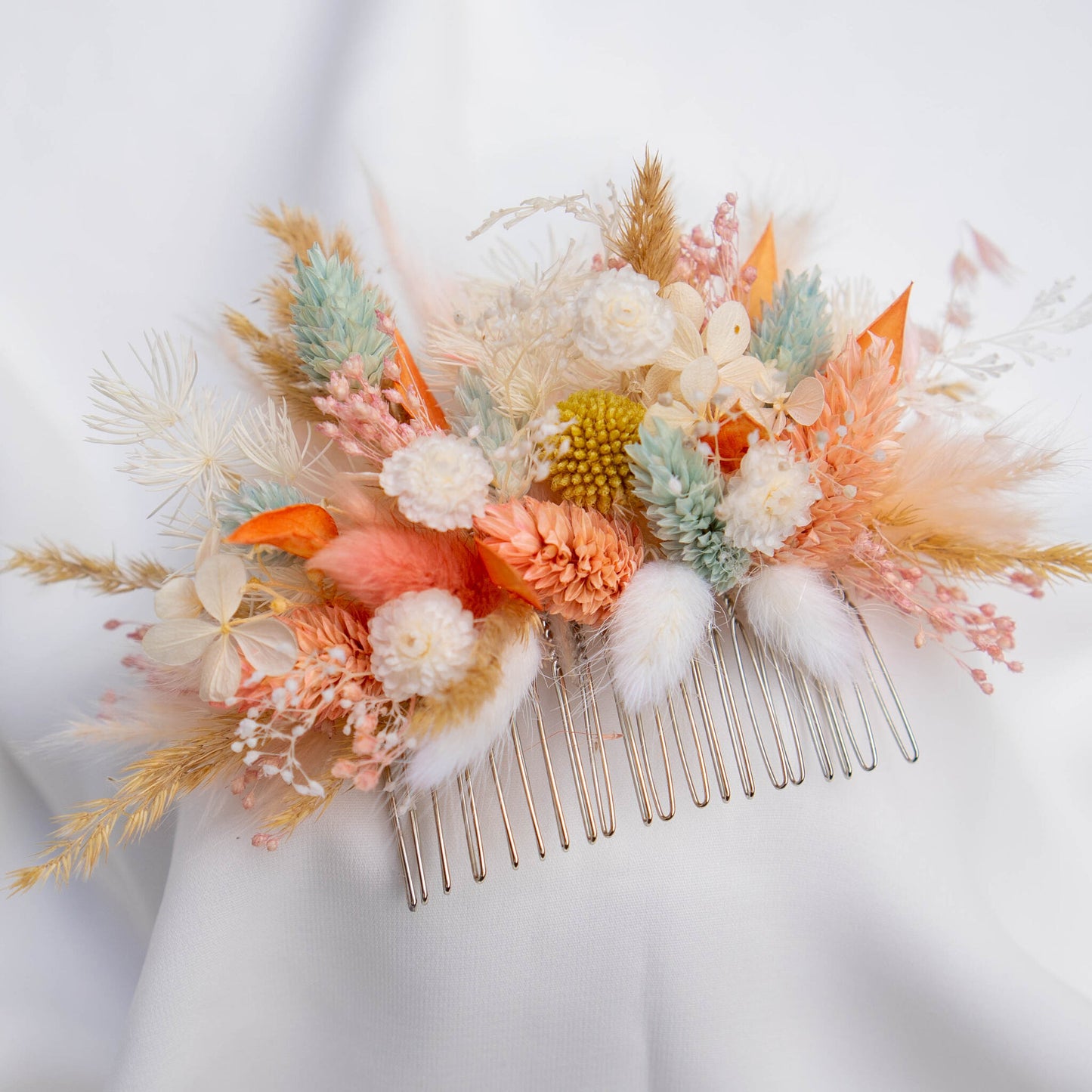 Dried Flower Head Comb, Bridal Floral Hair Decoration