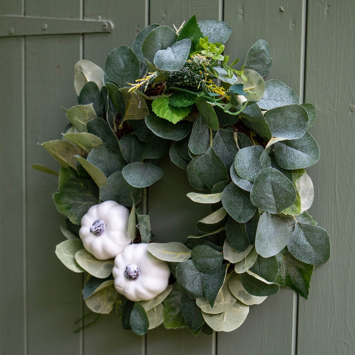 GRACELYN | Greenery wreath with white pumpkins