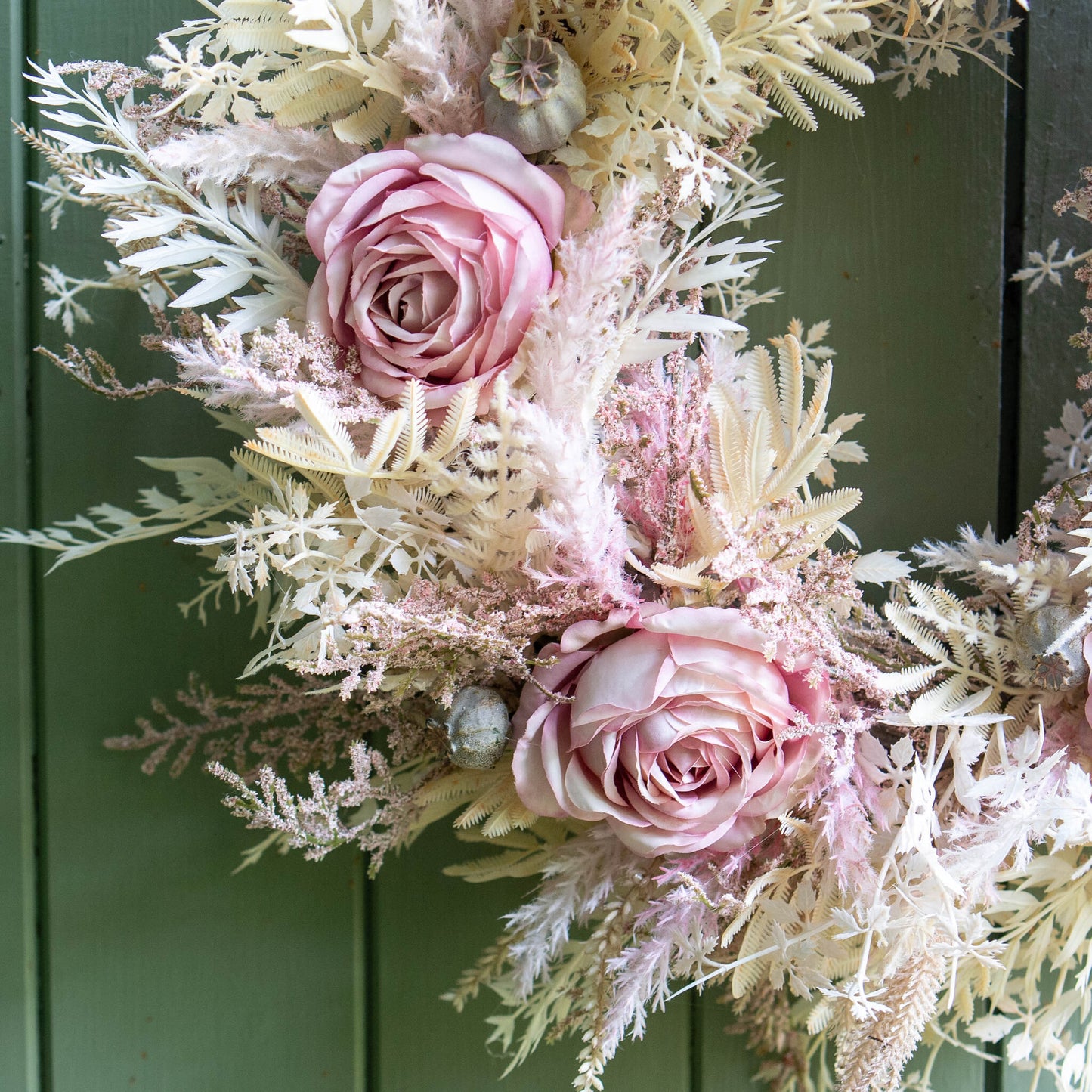 HANNAH | Boho wreath with pampas grass and roses