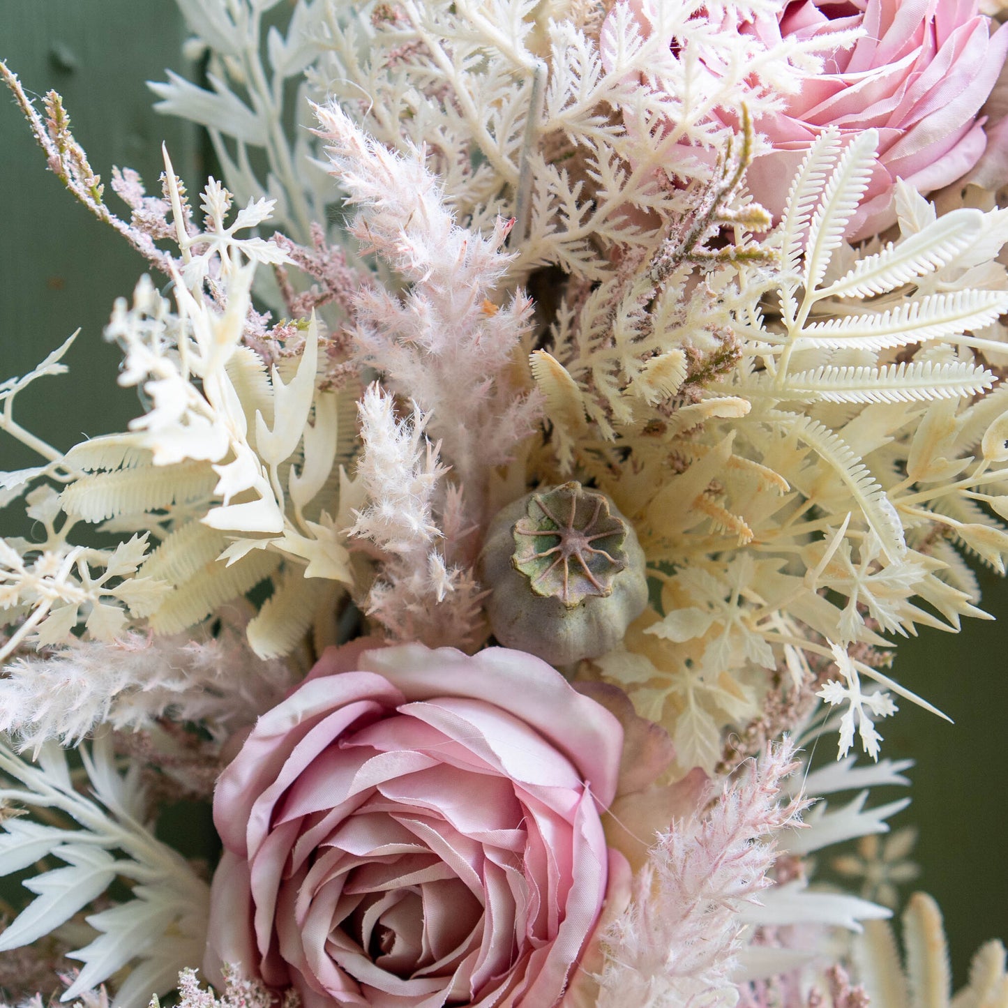 HANNAH | Boho wreath with pampas grass and roses