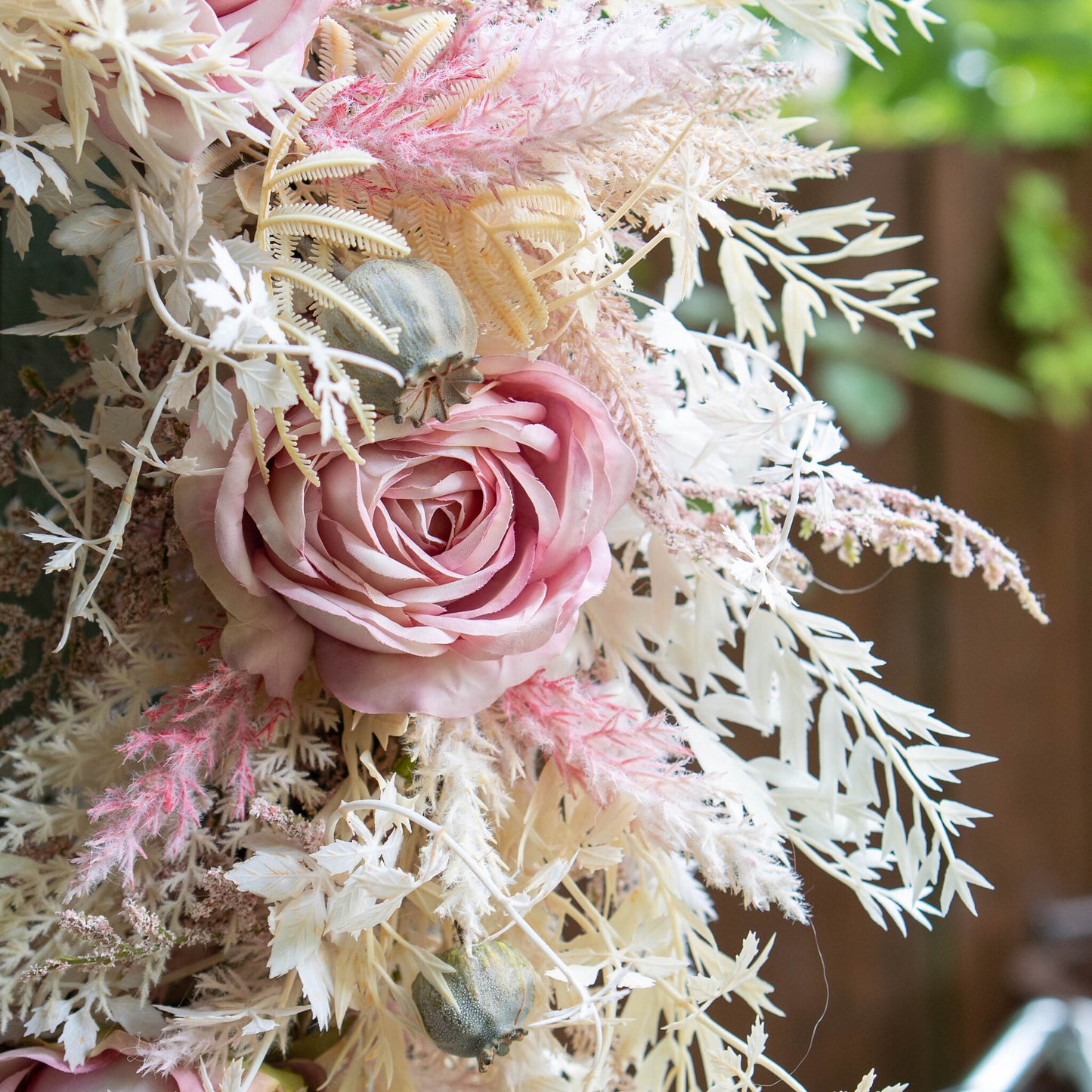 HANNAH | Boho wreath with pampas grass and roses