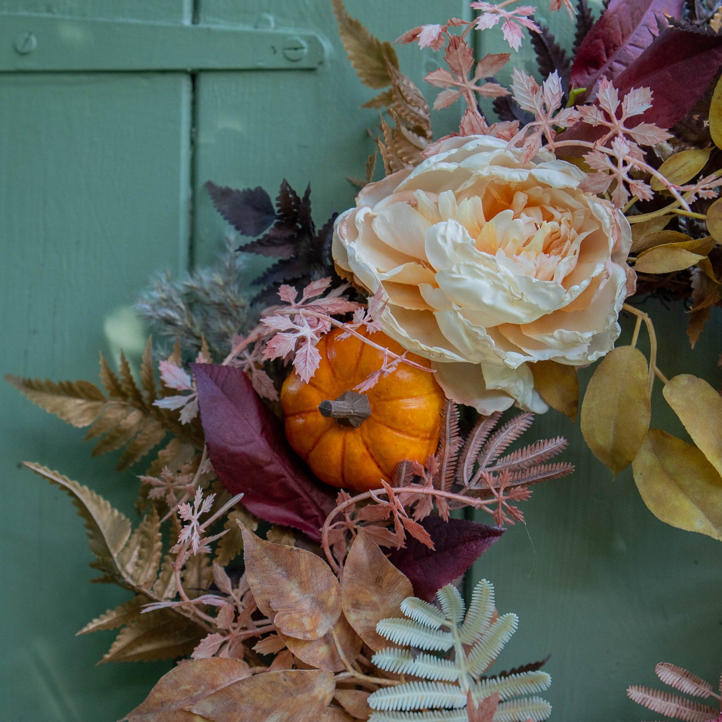 KYRA |  Small Autumn wreath with peonies & pumpkin