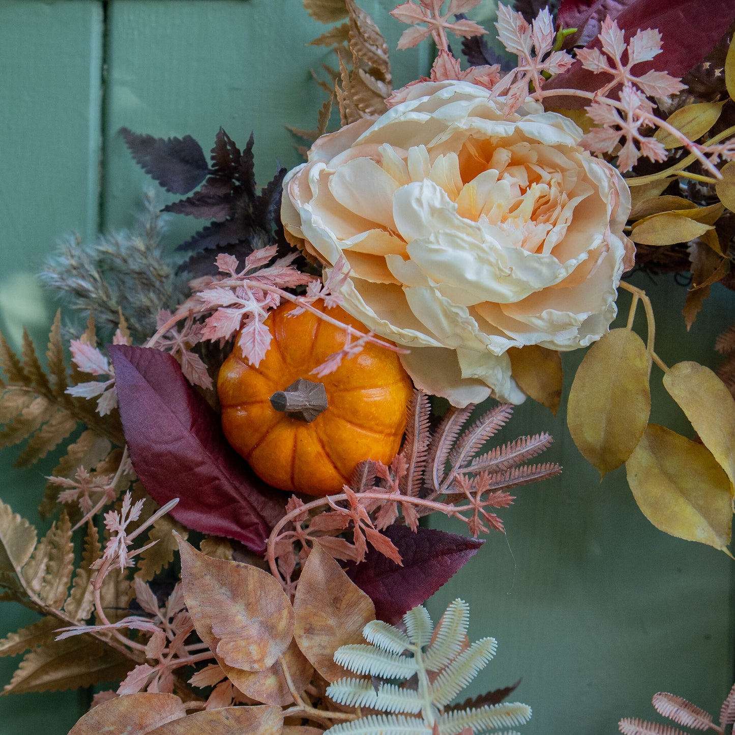 KYRA |  Small Autumn wreath with peonies & pumpkin