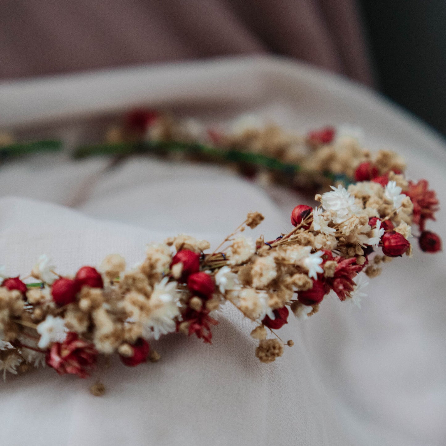 Rustic Dried Flowers Head Wreath | Wedding flower crown