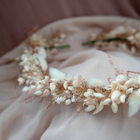 Wedding gold and white Head Wreath | Wedding flower crown