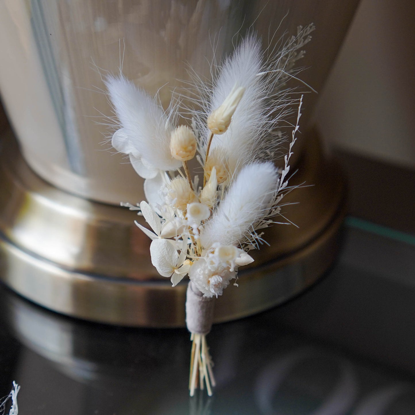 Wedding set | Dried Flower Buttonhole, 2 Mini Hair combs