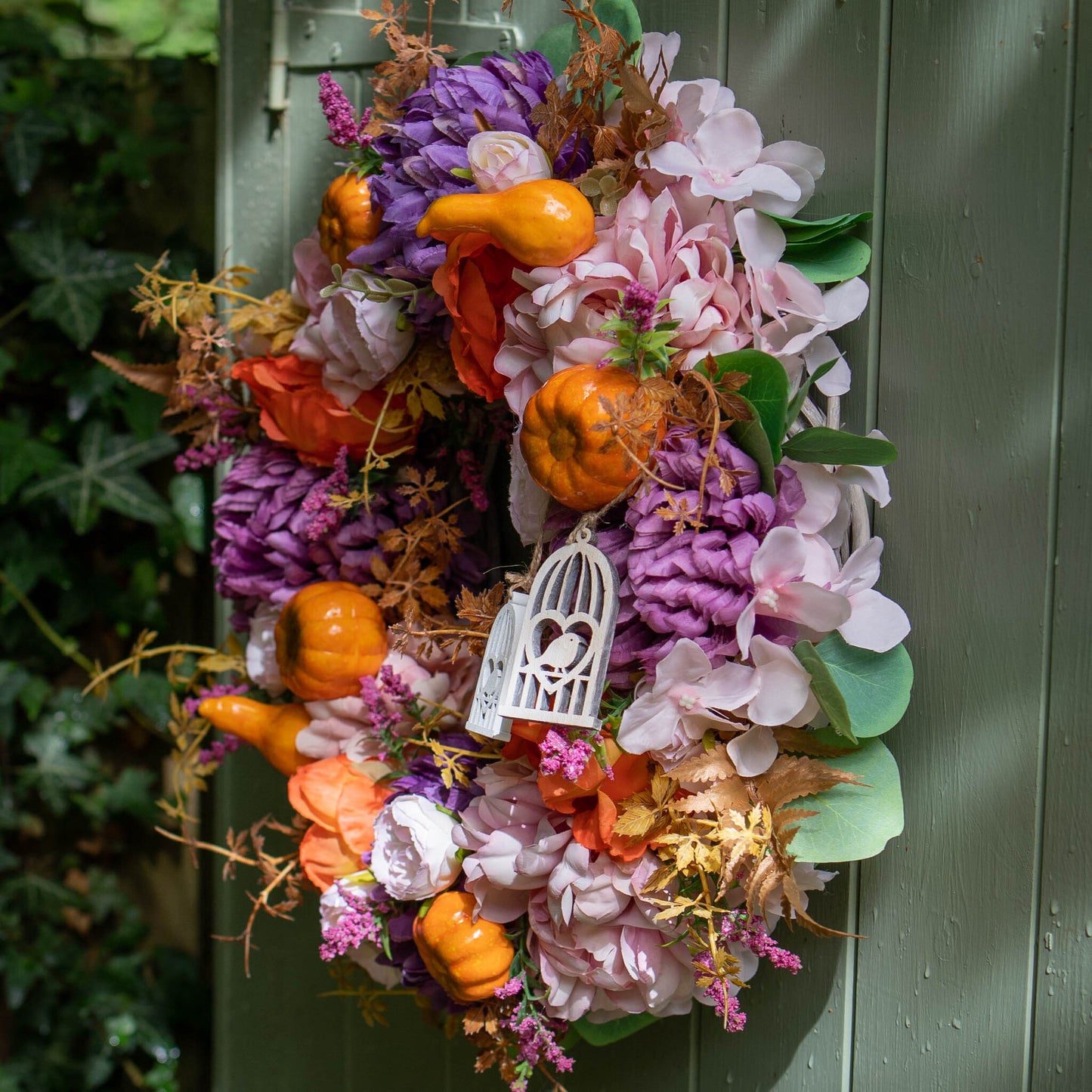 ZAYLA | Autumn wreath with orange and purple flowers